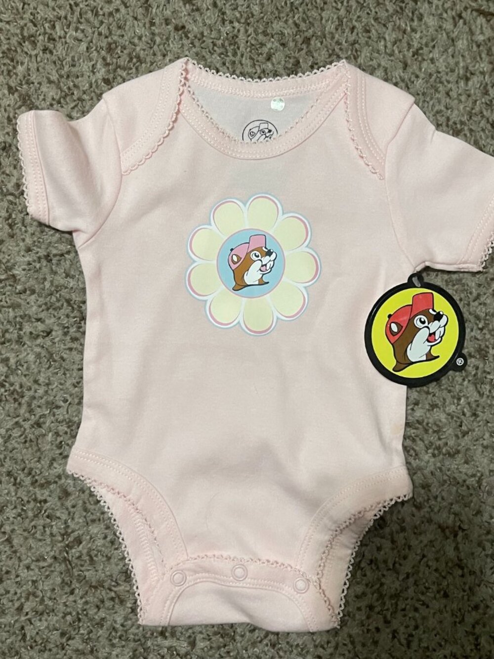 Buc-ee’s Baby Girl Size 6 Months Pink Bodysuit New
